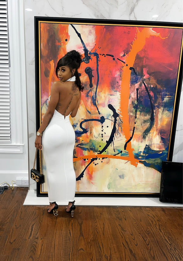 White backless dress