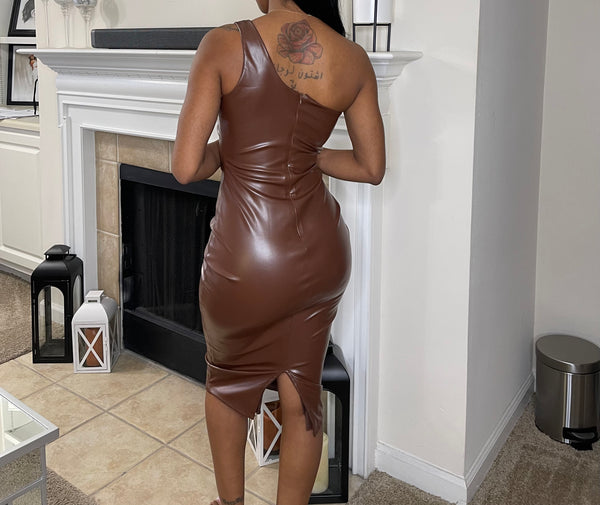 Brown leather dress